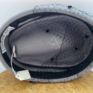 Vintage Lancaster Women's Gray Wool Counter Fit By Frank Olive Hat w/ Black Lace